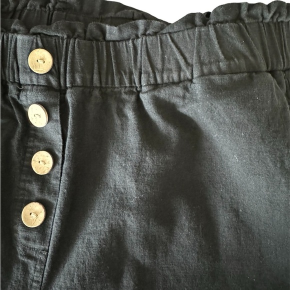 NIMIN Women’s Loose Pants Cropped Elastic High Waist Paper Bag Black X Large - Picture 3 of 4